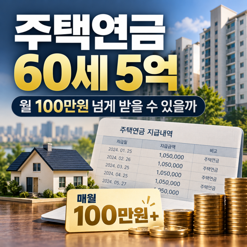 주택연금 60세 5억 아파트, 월 100만원 넘게 받을 수 있을까