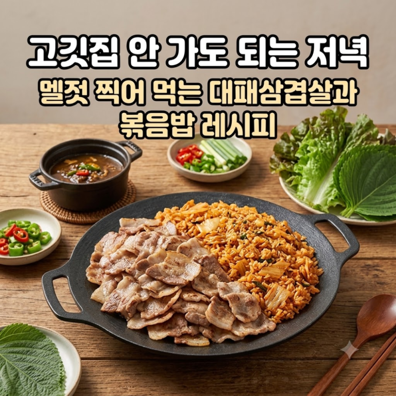 고깃집 안 가도 되는 저녁, 멜젓 찍어 먹는 대패삼겹살과 볶음밥 레시피