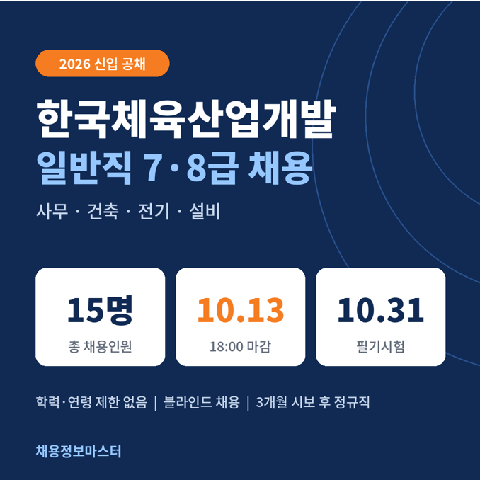 한국체육산업개발 채용 D-14, 7·8급 자격 이것부터
