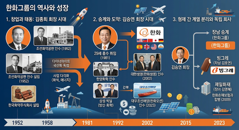 [기업탐구] 한화그룹의 모든 것: 창업부터 계열 분리, 3세 경영까지 총정리(한화 김승연 회장)