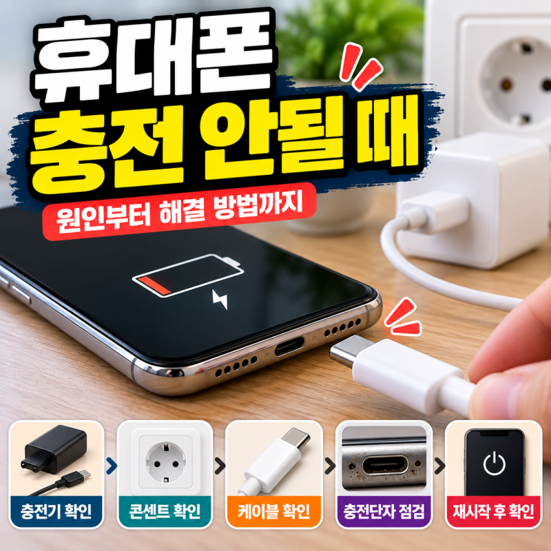 휴대폰 충전 안될 때 해결 방법, 갤럭시·아이폰 확인 순서