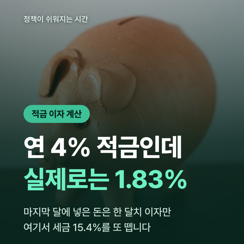 연 4% 적금인데 손에 쥐는 건 1.83%입니다 — 적금계산기 단리 계산과 세금 15.4%