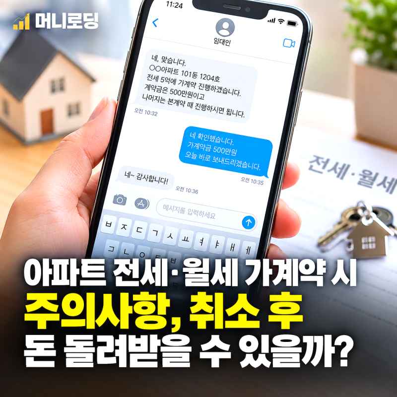 아파트 전세·월세 가계약 시 주의사항, 취소 후 돈 돌려받을 수 있을까?