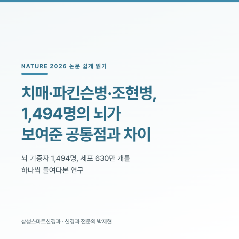 치매·파킨슨병·조현병, 1,494명의 뇌가 보여준 공통점과 차이