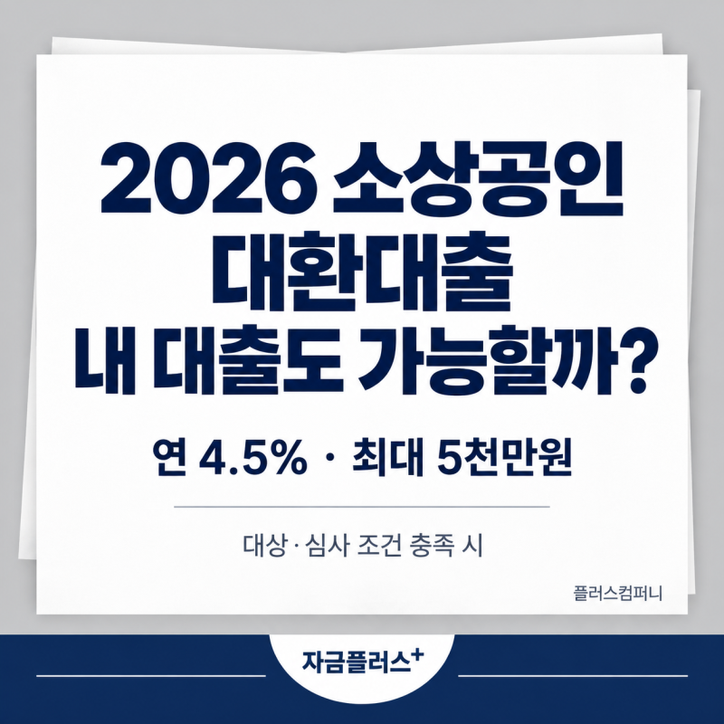 2026 소상공인 대환대출, 연 4.5%·최대 5천만원 신청 조건은?
