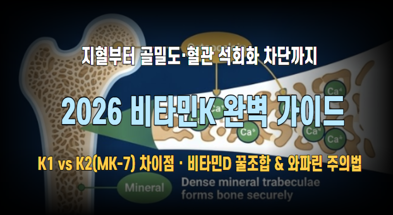 비타민K 2026: 혈액응고 인자 합성·골밀도 강화(K2)·혈관 석회화 차단 메커니즘 분석 & 와파린 ....