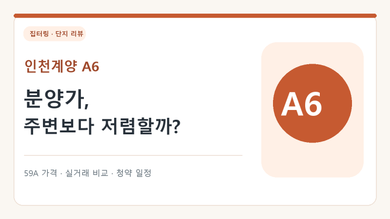 인천계양 A6 분양가와 안전마진, 특별공급·청약 일정 정리