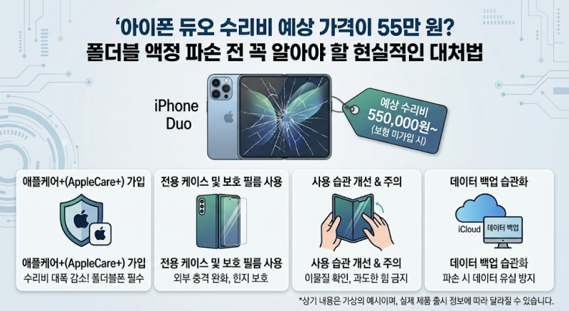 아이폰 듀오 수리비 예상 가격이 55만 원? 폴더블 액정 파손 전 꼭 알아야 할 현실적인 대처법