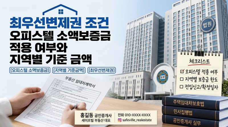 최우선변제권 조건 오피스텔 소액보증금 적용 여부와 지역별 기준 금액