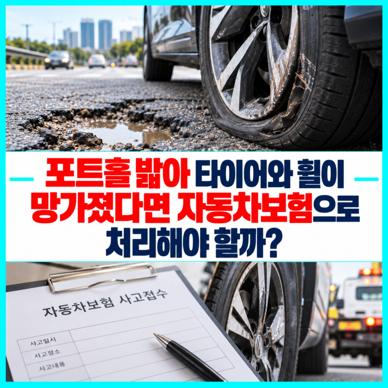 포트홀 밟아 타이어와 휠이 망가졌다면 자동차보험으로 처리해야 할까?