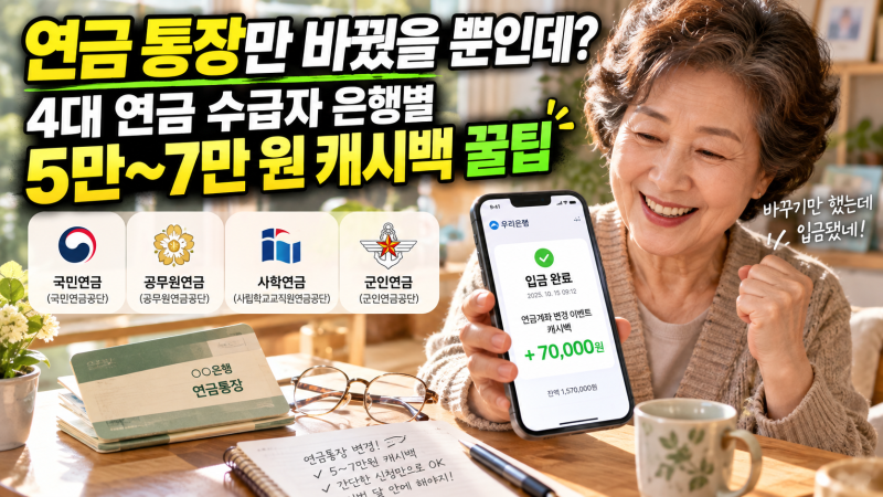 [국민연금 통장만 바꿔도 7만 원 지급] 4대 연금 수령자 은행별 현금 캐시백 챙기는 법 (계좌 ....