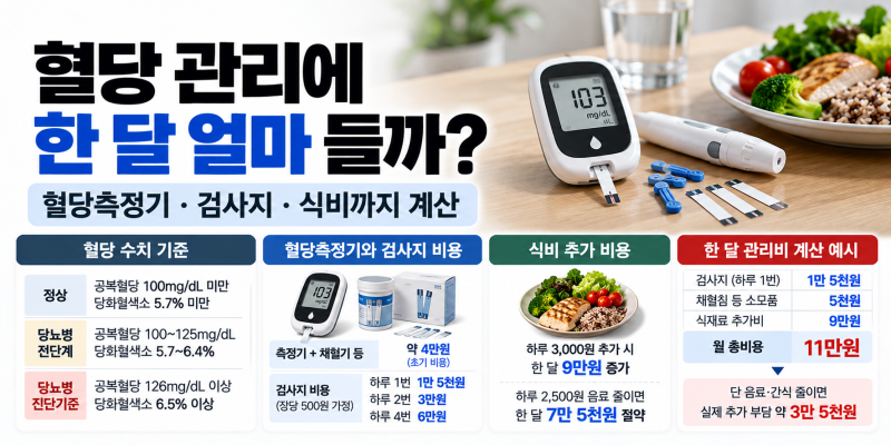 혈당측정 하루 한 번이면 한 달 얼마? 검사지 비용부터 식비까지