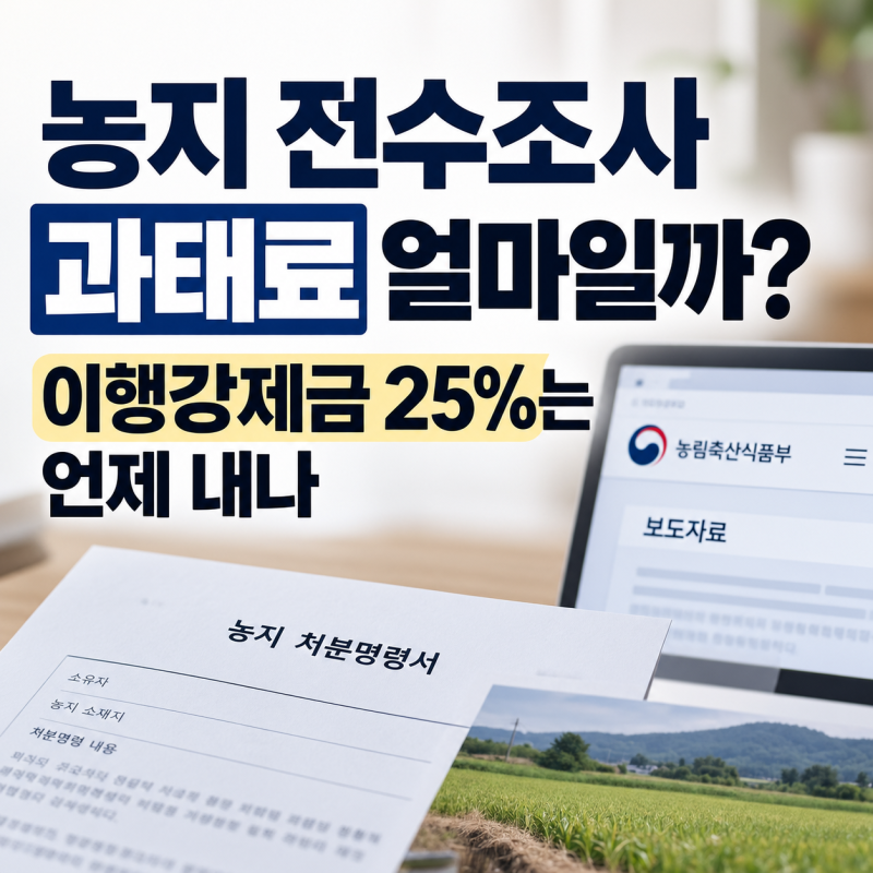 농지 전수조사 과태료 얼마일까? 이행강제금 25%는 언제 내나