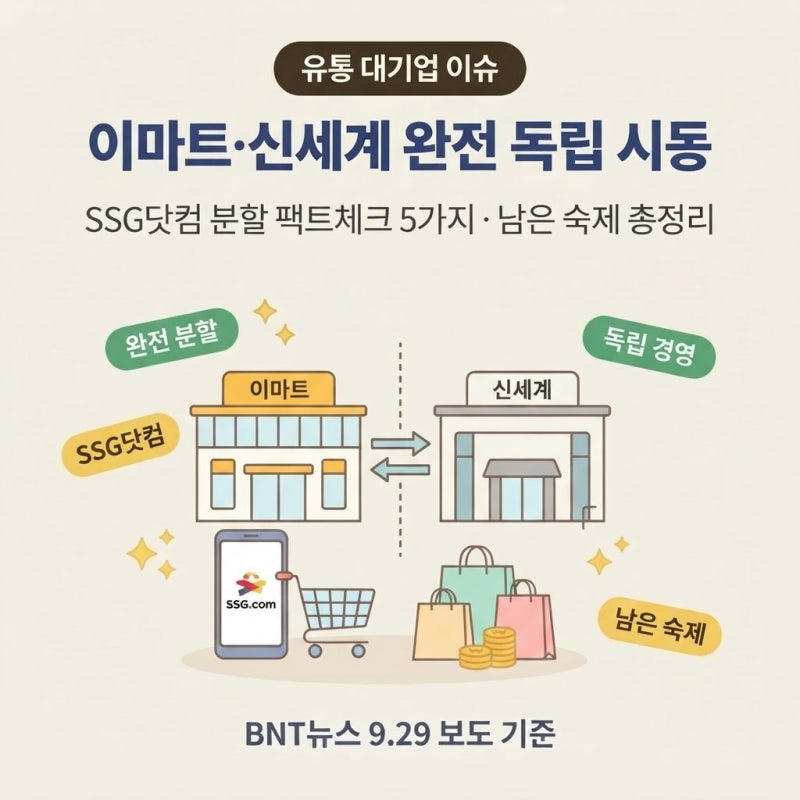 이마트·신세계 '완전 독립' 시동 | SSG닷컴 분할 팩트체크 5가지와 남은 숙제 총정리 (2026년 최....