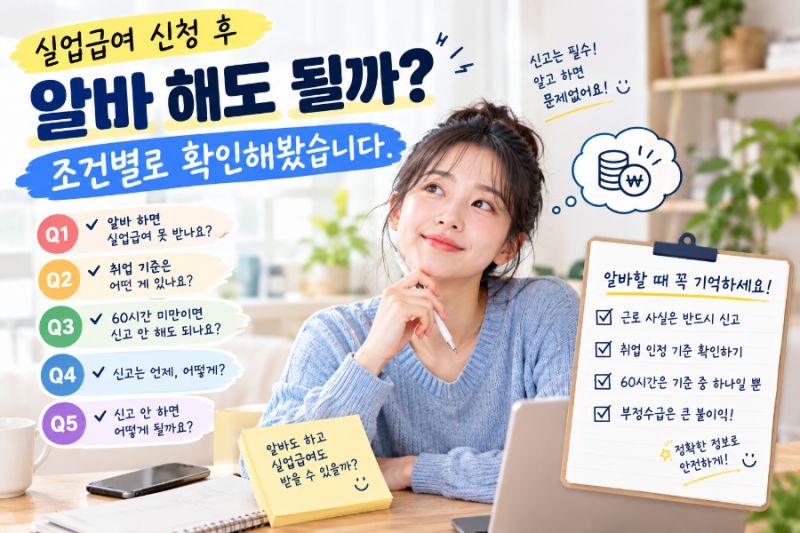 실업급여 신청 후 알바 해도 될까? 조건별로 확인해봤습니다