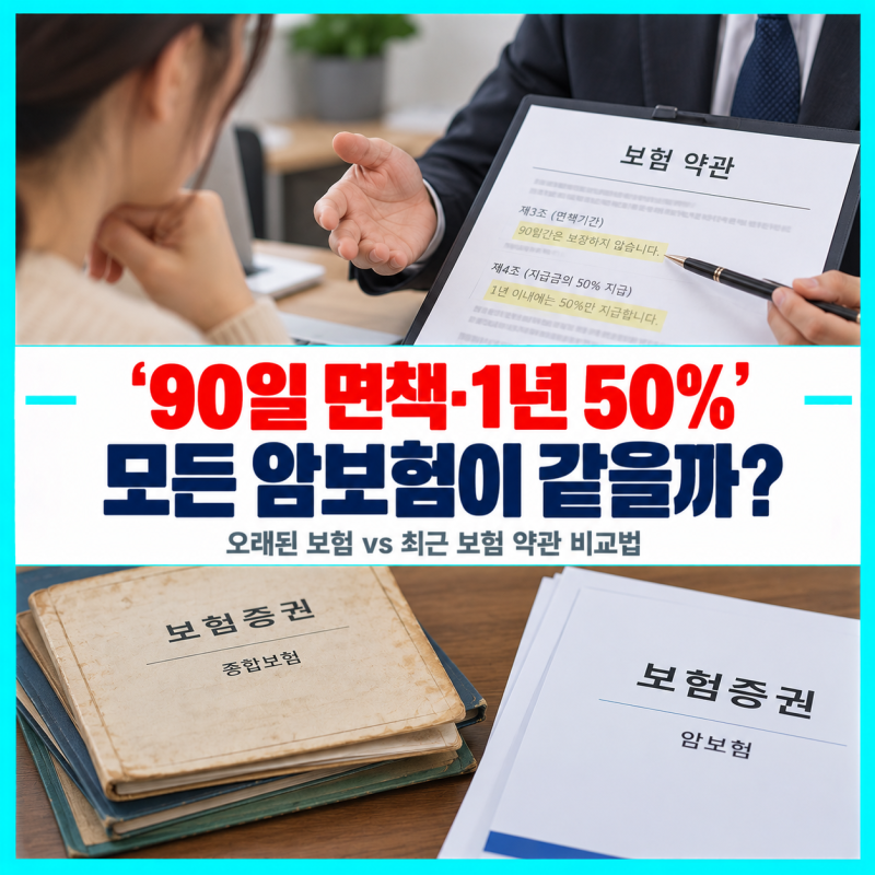 ‘90일 면책·1년 50%’ 모든 암보험이 같을까? 오래된 보험과 최근 보험 약관 비교법