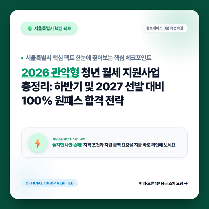 2026 관악형 청년 월세 지원사업 총정리: 하반기 및 2027 선발 대비 100% 원패스 합격 전략