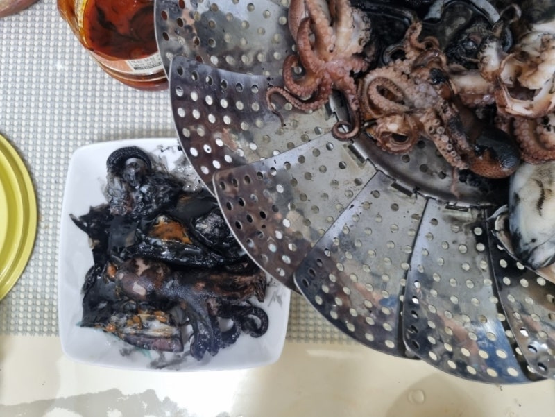 사돈이 잡아준 갑오징어와 주꾸미- 숙회로 맛있게