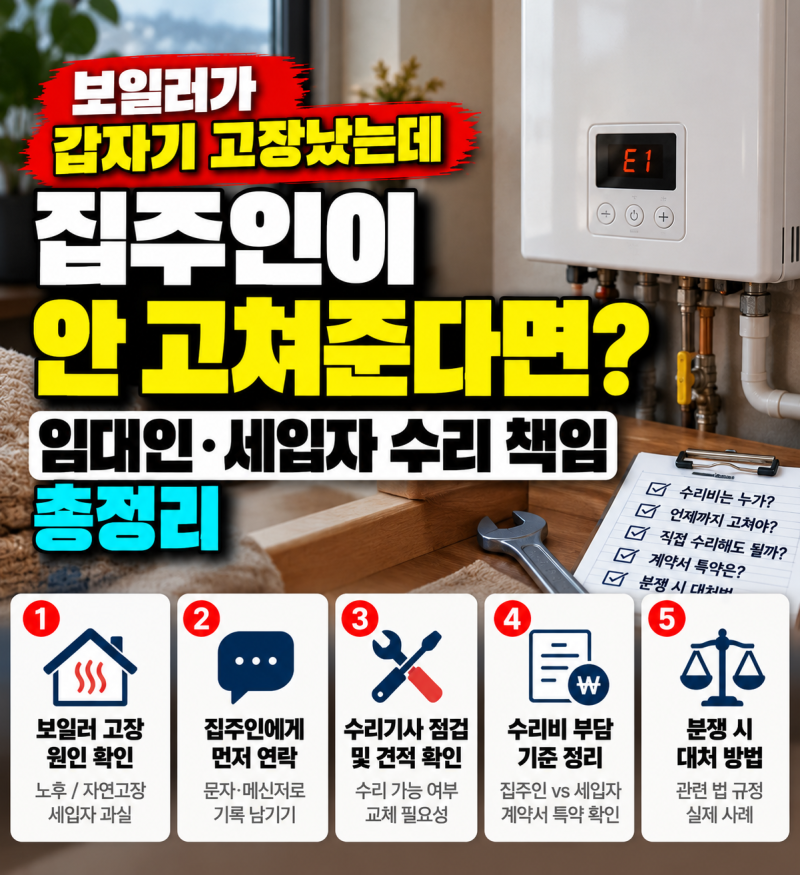 보일러가 갑자기 고장 났는데 집주인이 안 고쳐준다면? 전세·월세 보일러 수리비, 집주인과 ....