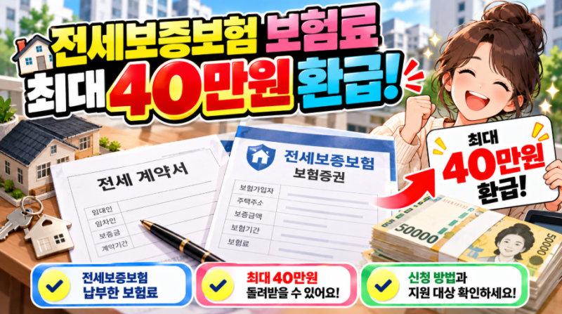 전세보증금 반환보증 보험료 지원 사업 신청 방법 (청년·신혼부부 최대 전액 지원)