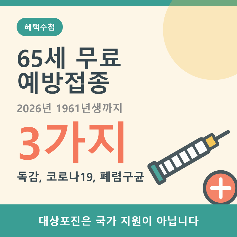65세 무료 예방접종 3가지, 대상포진은 나라 지원이 아닙니다