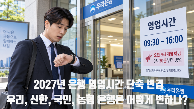 은행 영업시간 30분 단축, 국민 신한 우리 농협 변경시간 정리