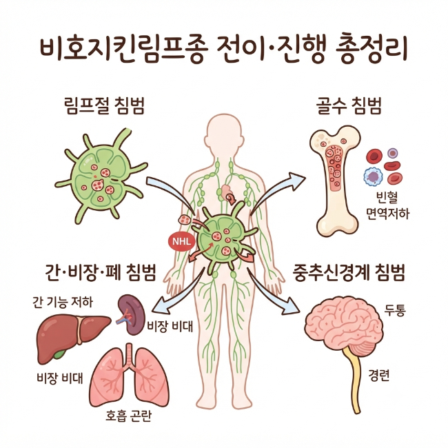 비호지킨림프종 전이·진행 총정리｜림프절을 넘어 골수·간·폐·중추신경계까지 침범하는 ....