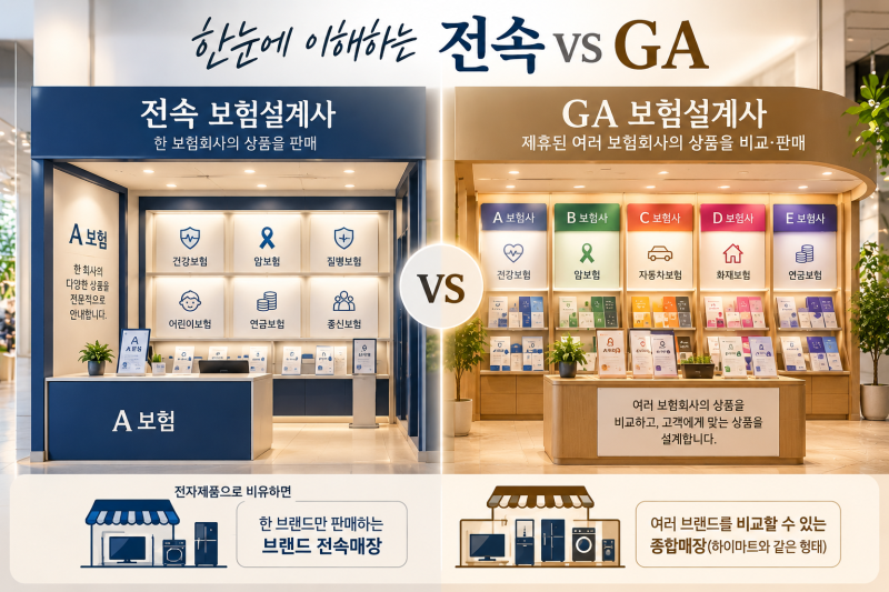 GA 보험설계사와 전속 보험설계사는 뭐가 다를까요?