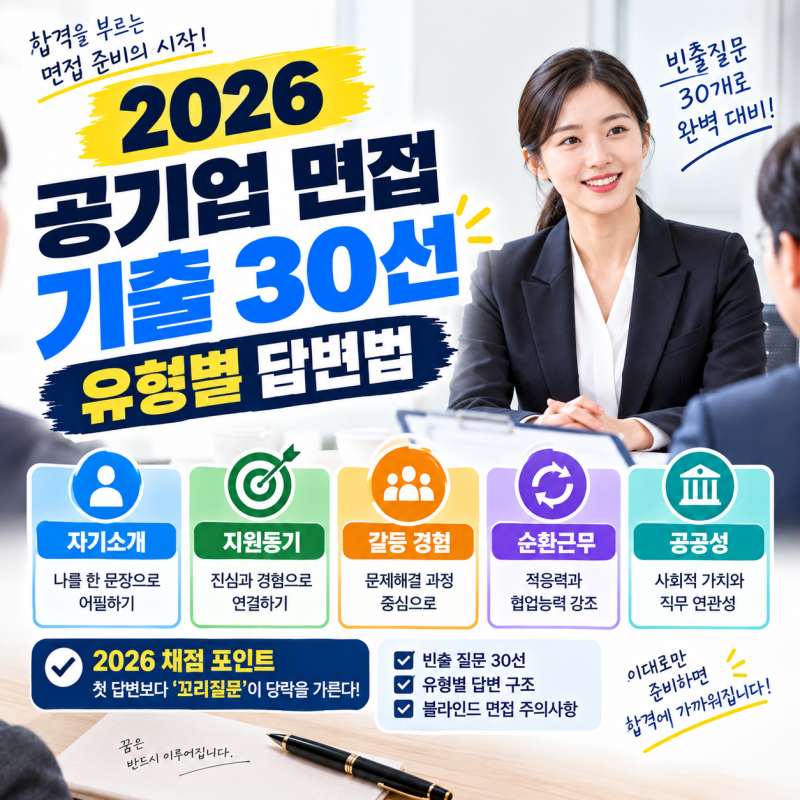 2026 공기업 면접 기출 30선｜유형별 답변법