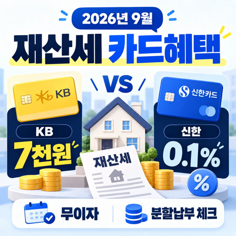 재산세 카드혜택 2026, KB 7천원 vs 신한 0.1% 얼마부터 달라질까?