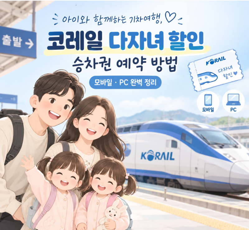 코레일 "다자녀행복" 할인 승차권 예매ㅣ 다자녀 등록부터 모바일,PC 예매방법까지