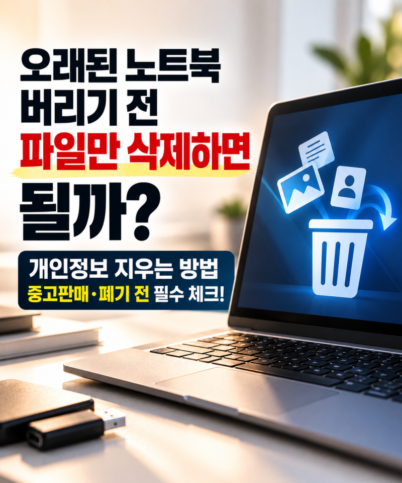 오래된 노트북 버리기 전 파일만 삭제하면 될까? 중고판매·폐기 전 사진·문서·로그인정보....