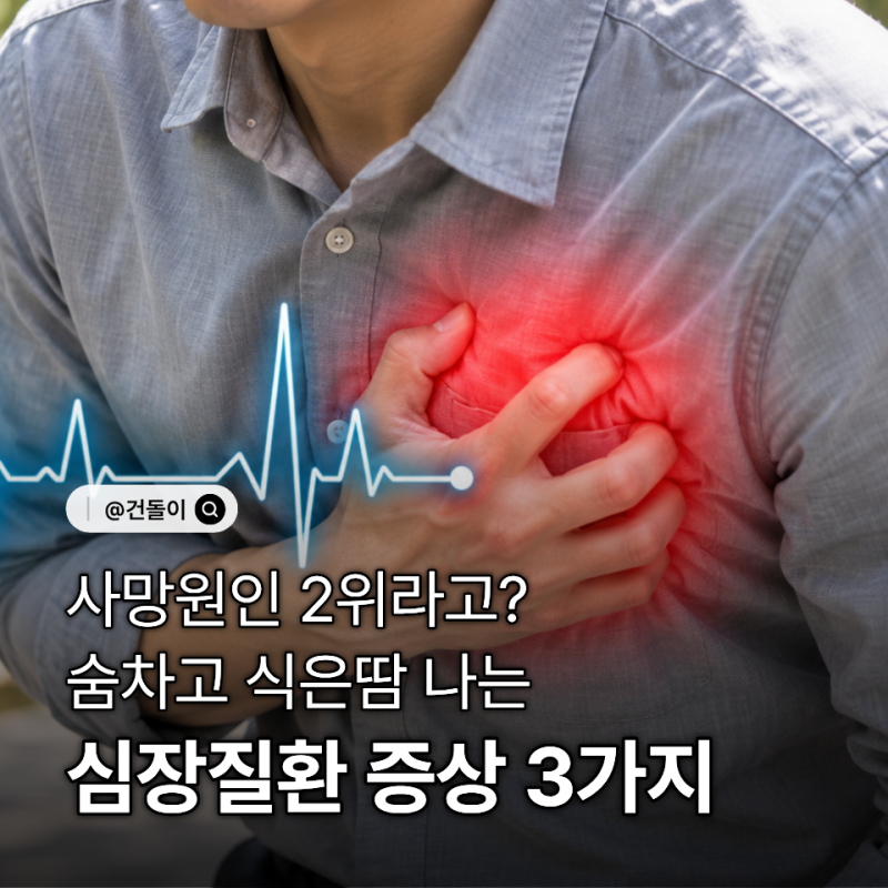 "사망원인 2위다.." 숨차고 식은땀 나는 심장질환 증상 TOP3
