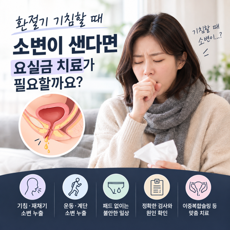 환절기 기침만 하면 소변이 새요, 요실금 치료가 필요할까요?