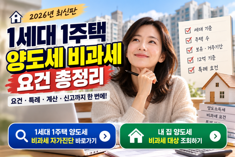 1세대 1주택 양도세 비과세 34편 완벽 정리 가이드 (2026 최신)