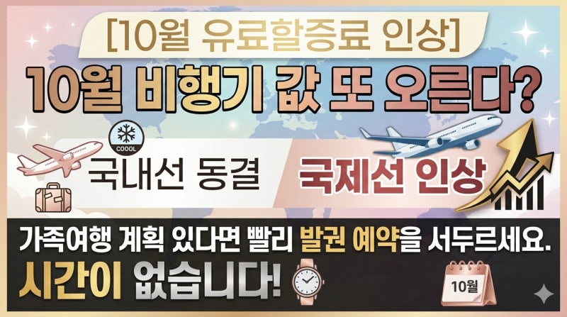 [10월 유료할증료 인상]10월 비행기 값 또 오른다? 인상국내선 동결 vs 국제선 인상 / 시간이 없....