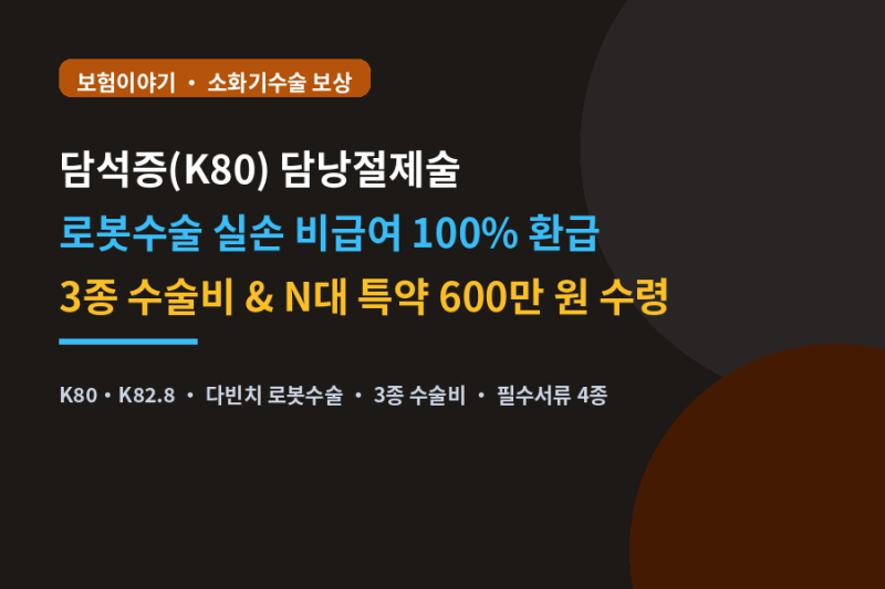 쓸개 혹 담낭용종(K82.8) 복강경 담낭적출술! 3종 수술비 + N대 특약 + 조직검사 판독 완벽 가이....