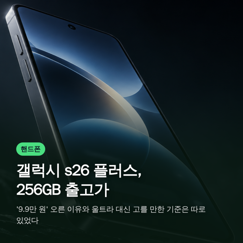 갤럭시 s26 플러스, 256GB 출고가 '9.9만 원' 오른 이유와 울트라 대신 고를 만한 기준은 따로 있....
