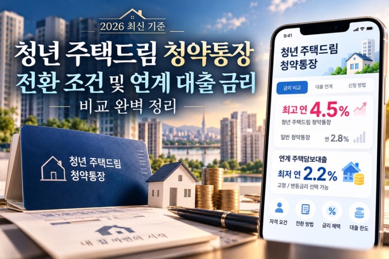 청년 주택드림 청약통장 전환 조건 및 연계 대출 금리 비교 완벽 정리 (2026 최신 기준)