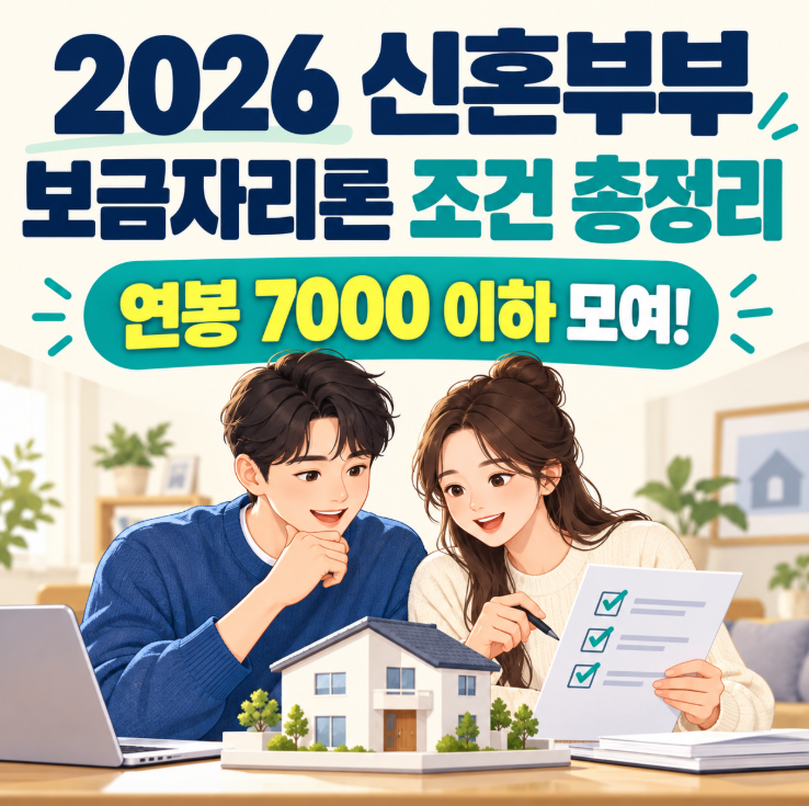 2026 신혼부부 보금자리론 조건 총정리｜연봉 7000 이하 모여!