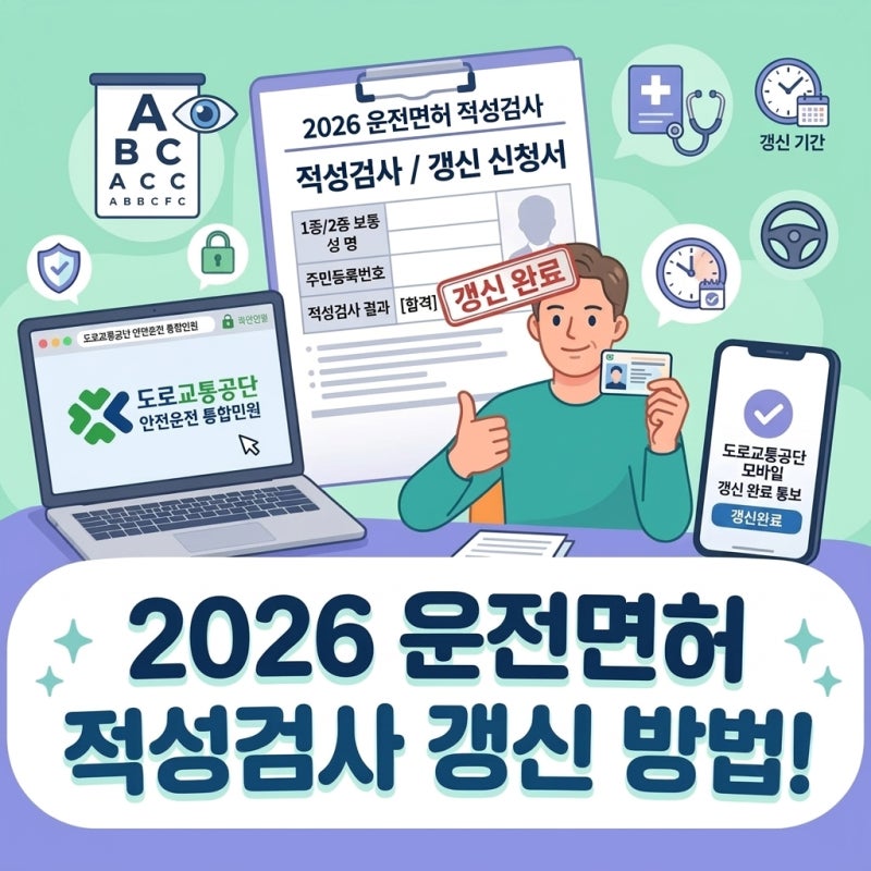 운전면허 적성검사·갱신 온라인 신청 방법! 1종·2종 준비물과 기간 총정리