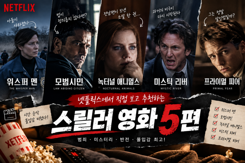 넷플릭스 스릴러 영화 추천 5편｜시간 순삭하는 범죄·반전 영화 모음