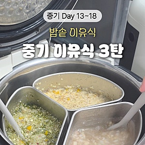 중기 밥솥이유식 레시피 3탄! 꿈비 10인용 밥솥칸막이 황금비율 공유