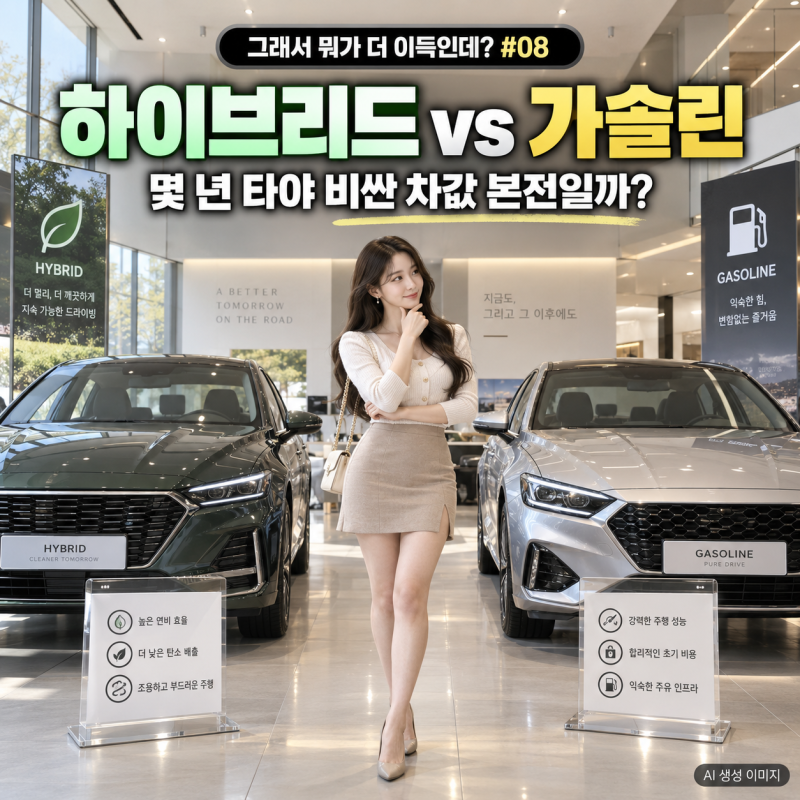[그래서 뭐가 더 이득인데? #08] 하이브리드 vs 가솔린, 몇 년 타야 비싼 차값 본전일까?