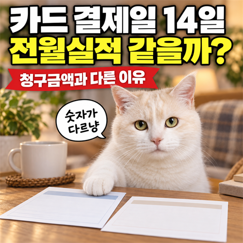 신용카드 결제일 14일이면 전월실적도 같을까?
