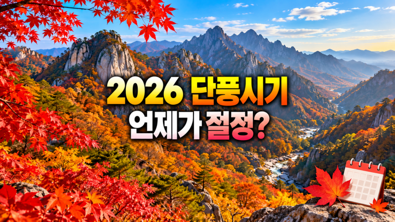 2026 단풍시기 언제가 절정일까? 설악산 10월 20일·내장산 11월 4일, 전국 단풍지도