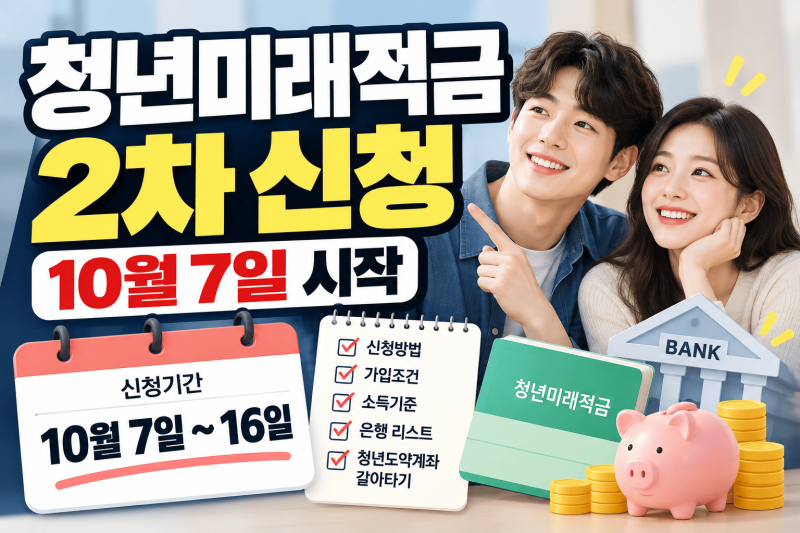 청년미래적금 2차 신청 10월 7일 시작 — 일정·조건·신청방법 한 번에 정리