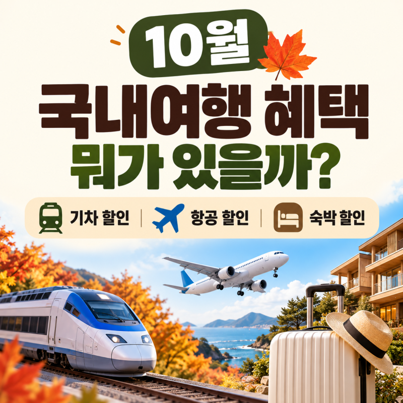 10월 국내여행 혜택 뭐가 있을까?｜기차·항공·숙박 할인 한눈에 확인하기 (2026 최신)