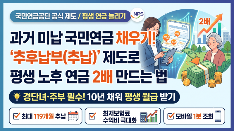국민연금 추후납부(추납) 제도 총정리: 미납 기간 채우고 평생 연금 수령액 늘리는 꿀팁