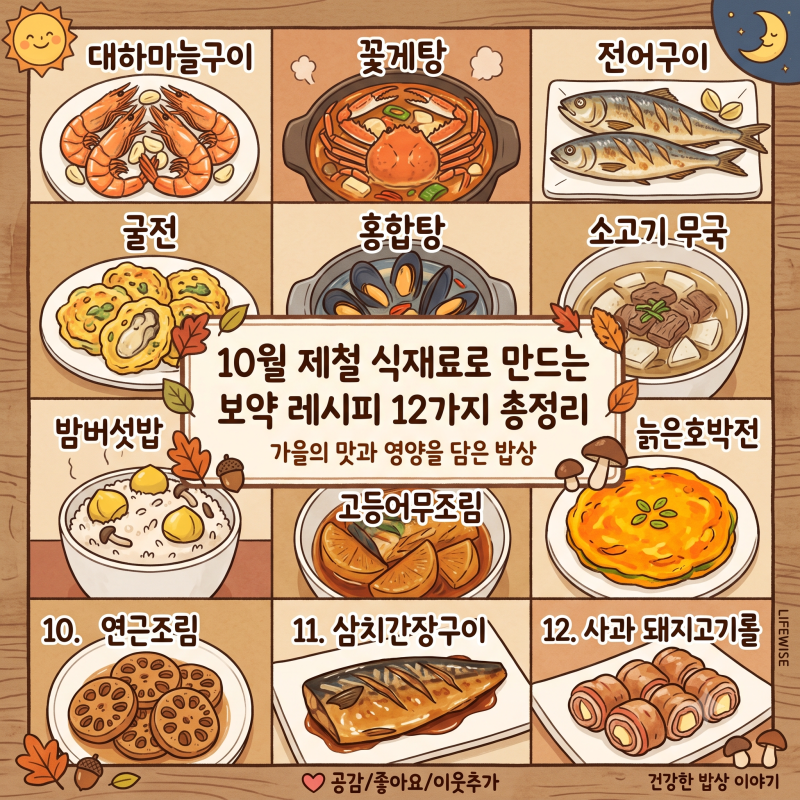 10월 제철 식재료로 만드는 가을 보약 레시피 12가지 총정리 (보관법·상차림 포함)